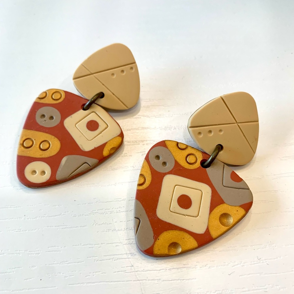 Modern Retro Pattern Earring | Handcrafted Exclusive | Charleston Clay Jewelry